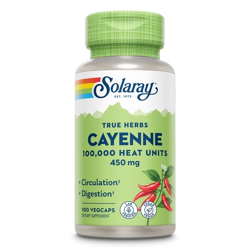 [BRSWIYQPO4NA2FDO] Solaray Cayenne 100,000 Heat Units - Cayenne Pepper Capsule Supplement for Women & Men, Capsaicin Supplements, Health and Wellness Support - 100 VegCaps