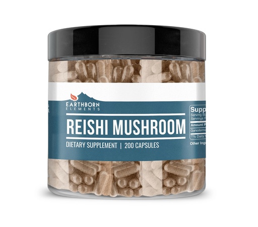 [BRSWYAYNCB5RMYLL] Earthborn Elements Reishi Mushroom 200 Capsules, Pure & Undiluted, No Additives