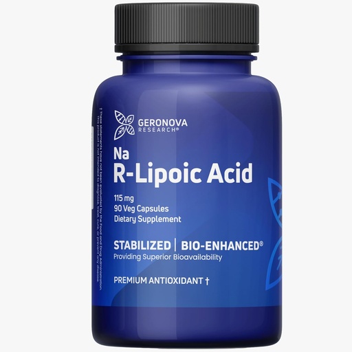 [BRSWIYIDBQFR22TO] Geronova Research Bio-Enhanced R-Lipoic Acid, 115 mg Capsules - 3 Month Supply - Stabilized R Alpha Lipoic Acid with Enhanced Absorption - R Lipoic Acid Supplement - 90 Count