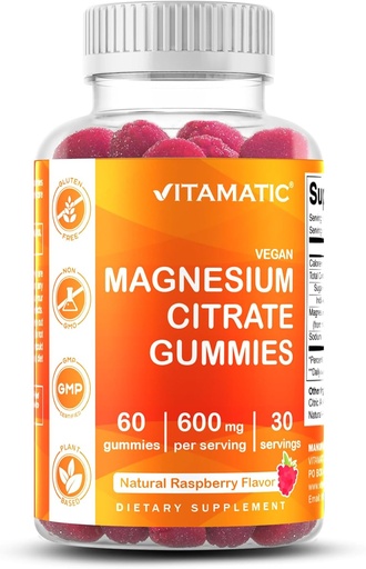 [BRSW22T3BEOQ43TO] Vitamatski Magnezij Gumies 600mg na postrežbo – 60 Vegansko število za sprostitev, mišice, kosti, in energetsko podporo