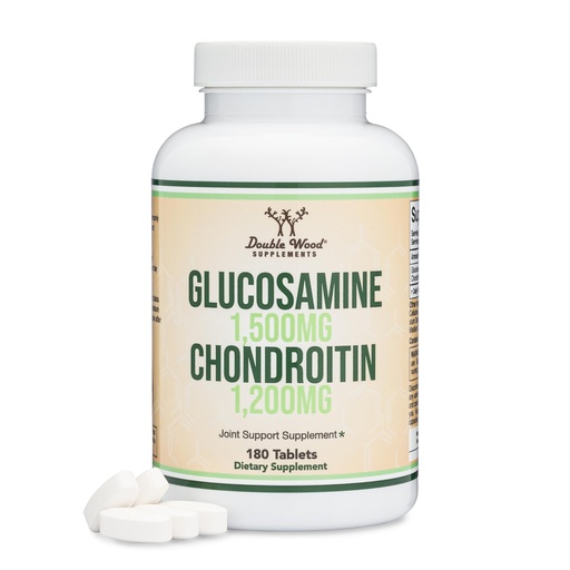 [BRSROAD7CACRQCAV] Glucosamine Chondroitin Triple Strength (1,500mg Glucosamine Sulfate, 1,200mg Chondroitin) 180 Tablets, Two Month Supply (Joint Support Supplement) Gluten Free, Non-GMO by Double Wood