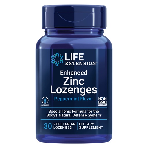 [BRSWKEACCYNRE2DM] Life Extension Enhanced Zinc Lozenges, zinc Acetate, Optimal Immune Support, Strong Immune Response, Ionic zinc, Non-GMO, Gluten-Free, Vegetarian, 30 lozenges