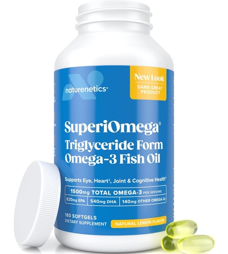 [BRSWIFQECQDBME3U] Triglyceride Omega 3 Fish Oil – High EPA & DHA for Eye, Joint, Heart & Brain Support – Omega-3 Fatty Acids - Lemon Flavor – 180 Softgels – 90 Day Supply