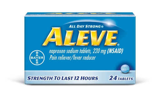 [BRSWIYQ3CEMACCTO] Aleve Tablets with Naproxen Sodium, 220mg (NSAID) Pain Reliever/Fever Reducer, 24 Count, Blue