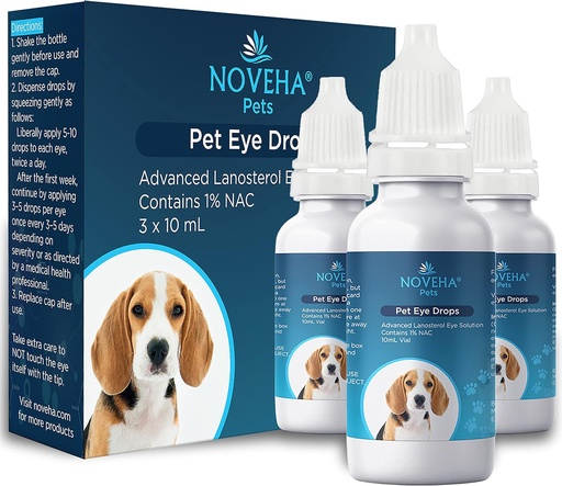 [BRSRA2QFBANB43DG] NOVEHA Pet Drops Wash – Gentle & Safe Cleansing for Dogs, Cats, Horses & Rabbits – 3x10mL