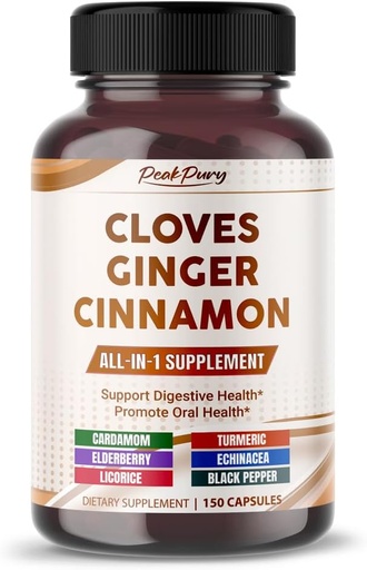 [BRSRAHDYCMJWEDT7] Ultra Cloves with Ginger & Cinnamon - All-in-1 Supplement for Digestive & Oral Health Support - Made in The USA - 150 Capsules