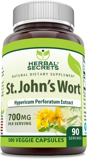 [BRSRO2QFOEMAYYLL] Herbal Secrets St. John's Wort 700 Mg Silencio Vegetarian Capsules Suplemento Silencio Non-GMO Silencio Gluten-Free Silencio Made in USA (1 Pack ← 180 Count)