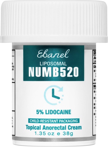 [BRSWK2YNOQCAKFDG] Ebanel 5% Lidocaine Numbing Cream, Pain Relief Burn Itch Numb Cream | Maximum Strength Topical Anesthetic with Allantoin, Vitamin E for Local and Anorectal Uses, Hemorrhoid Treatment, Oil-Free