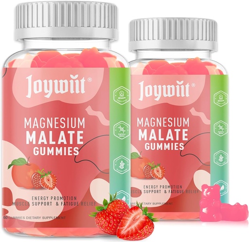[BRSROCQRBB6QGEIY] Magnesium Malate Gummies 1000mg | Magnesium Malate Supplement with L-Theanine, CoQ10 & Vitamin B6 | High Potency Stress Relief & Muscle Support | Non-GMO, Vegan, Gluten-Free | 120 Gummies