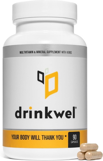 [BRSWIZTYBMOWKG32] drinkwel for Better Mornings - Premium Multivitamin Supplement - Liver Support & Immune Support- Milk Thistle, Vitamin C, Zinc, Magnesium - 30 Count - Single Bottle