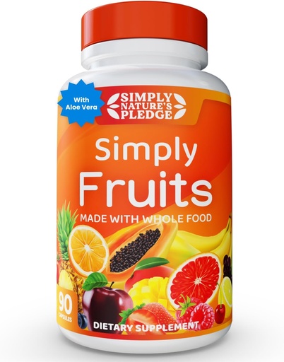 [BRSROYAHCAAQEHYU] Simply Nature's Pledge - 90 Fruit Capsules - Made with Whole Food Superfoods, Packed with 25 Different Fruits - 100% Soy Free