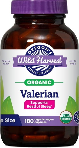 [BRSWKZLZBMCGKFDM] Oregon's Wild Harvest Non-GMO Orgaanilised Valerian kapslid Non Habit Forming Taimne Uneabi, Melatoniini Vaba, 180Count