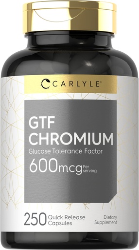 [BRSW2BQ2OJYR43DB] Carlyle GTF Chromium 600 mcg | 250 Capsules | Non-GMO, Gluten Free