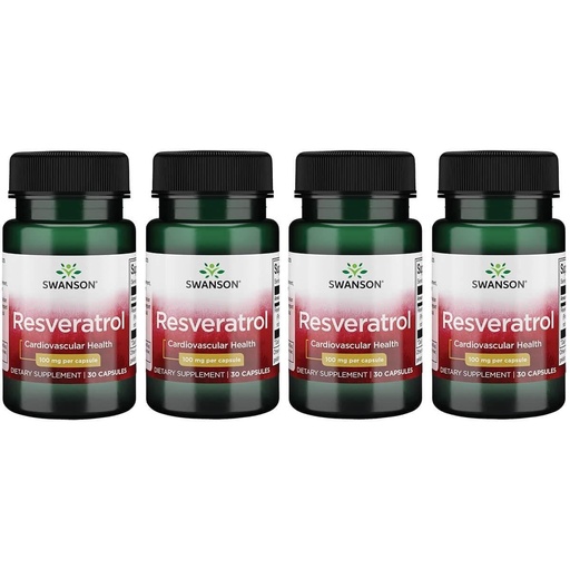 [BRSRMEIFO4MBY33L] Swanson Resveratrol 100 100 Milligrams 30 Capsules (4 Pack)