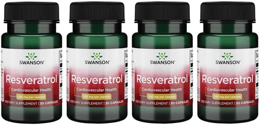 [BRSRMEIFO4MBY33L] Swanson Resveratrol 100 100 miligramas 30 cápsulas (4 embalagens)