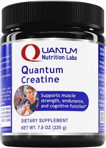 [BRSRAEIYAADRGCLU] Quantum Nutrition Labs Quantum Creatin - Kreatin monohidrat v prahu, Kreatin v prahu za moške, ženske, vegetarijance, Nearomatizirana Veganska prijateljska formula - 7.8 oz (40 Služabnikov)