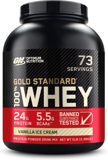 [BRSWIYAFBYAR22LM] Optimum Nutrition Gold Standard Whey Vanilla Ice Cream - 5 lbs .