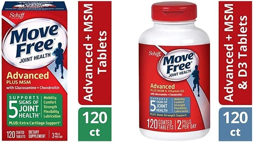 [BRSWGBQ6CQNGA2TO] Move Free Glucosamine & Chondroiton Plus MSM Advanced Joint Health Supplement Tablets(120) and Comfort and Glucosamine and Chondroitin Plus MSM & D3 Advanced Joint Health Supplement Tablets(120)