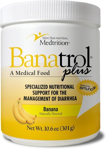 [BRSWGHT2OYPWY3TV] Banatrol® Antidiarrhée naturelle avec prébiotiques, soulagement de la diarrhée chronique, SBI, Diarrhée récurrente, Alimentation médicale cliniquement soutenue, non constipante, 28 portions (Banane)