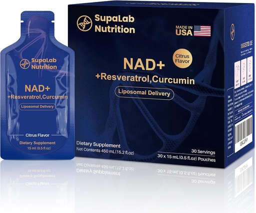 [BRSRAEIPCAMQGELP] NAD + Resveratrol Suplemento 300mg Nicotinamide Adenine Dinucleotide, 200mg Curcuminoids y 500mg Olive Leaf - High Purity NAD Suplemento para Anti-Aging, Energy, Focus