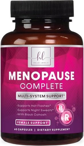 [BRSWGCDQB4MWOE36] Menopause Supplements for Women with Black Cohosh - Natural, Mild Hot Flash, Night Sweats & Hormone Support, Menopause Relief with Dong Quai, Energy & Balance, Non-GMO & Gluten Free - 60 Capsules