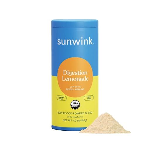 [BRSW2YABB4NBMGTU] Sunwink Digestion Lemonade Powder - Debloat & Gut Health 용 유기농 슈퍼 푸드 분말 - Amla Powder, Dandelion & Chicory Root Extract, 4.2oz (20 서빙)와 소화 건강에 대한 식물 기반 지원