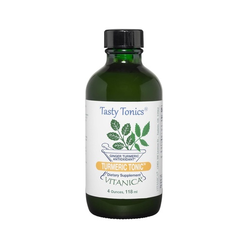 [BRSWKFIGBUGBE3Q5] Vitanica, Turmeric Tonic, Non-GMO Liquid Turmeric Curcumin Supplement 1000 mg, with Black Pepper and Ginger, Antioxidant, Vegan, Gluten Free, 4 Ounce