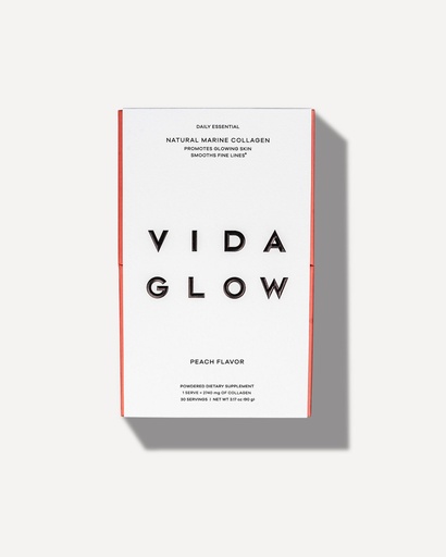 [BRSW2FIPOYNGEFD7] Vida Glow Marine Collagen Powder - Anti Aging Supplement with Collagen Peptides, Promotes Glowing Skin, Strong Nails, Healthy Hair | 30 Servings, Peach Flavor