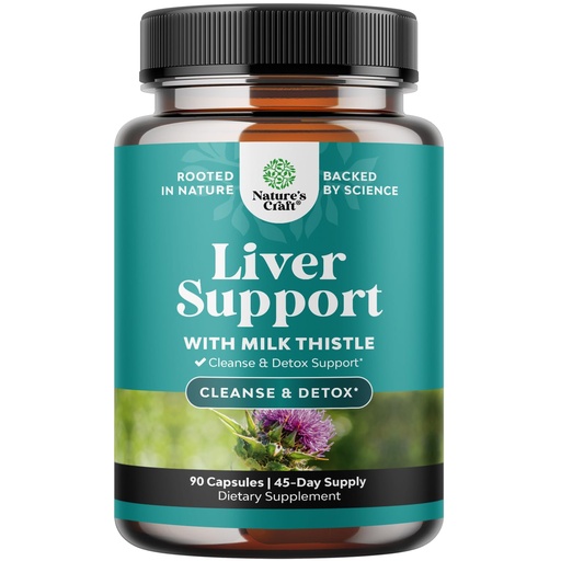 [BRSWGHTYPNYGGAL3] Natures Craft Liver Cleanse Detox & Repair - Herbal Liver Support Milk Thistle Supplement - Silymarin Milk Thistle Supplements with Dandelion Root, Choline, Beetroot & Artichoke Extract - 90 Count