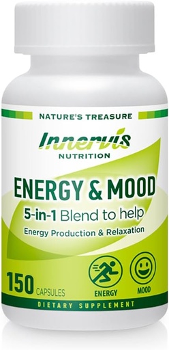 [BRSRAEL3OINQI3LG] Energy & Mood Supplement – Boost Energy & Reduce Fatigue, Support Relaxation – 150 Capsules – Non-GMO, 3rd Party Tested – Innervis Nutrition