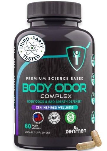 [BRSW2YD5CAJQ2AD5] Zenmen Natural Body Odor Pills - Chlorophyll Capsules & Zinc - Internal Deodorant Supplement for Men & Women - Supports Whole Body Freshness & Digestive Comfort - 60 Veggie Capsules Made in USA