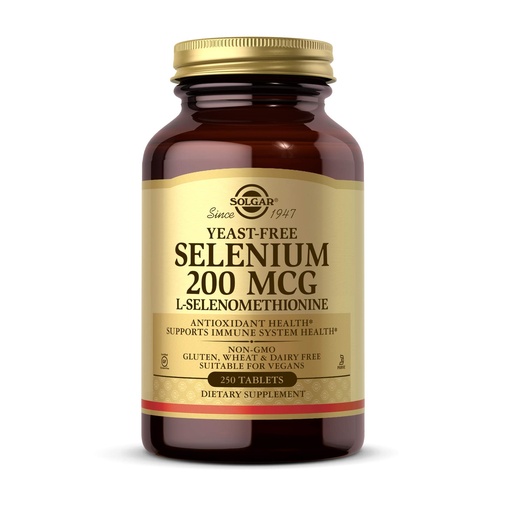 [BRSWIYQTPJ4R43L6] Solgar Yeast-Free Selenium 200 mcg, 250 Tablets - Supports Antioxidant & Immune System Health - Non-GMO, Vegan, Gluten Free, Dairy Free, Kosher - 250 Servings