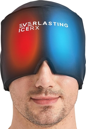 [BRSRMCD4DEHQGHQ7] Form Fitting Gel Ice Headache Relief Hat - Cold Therapy Headache Relief Cap/Ice Head Wrap Ice Pack Mask, Cold Compress Headache Relief Cap for Tension & Stress, 20% More Gel, Migraine Relief Black