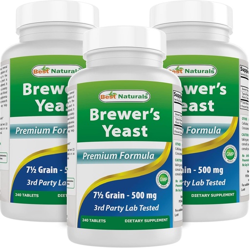 [BRSW2AQYPJ4AEYL4] Best Naturals, Brewers Yeast, 7-1/2 Grains with Vitamin B1, Vitamin B2, 1000 mg 240 Tablets (240 Count (Pack of 3))