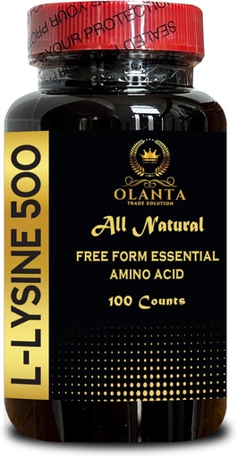 [BRSRAGADDIPQAD3A] L-LYSINE 500 - L-Lysine Supplement for Eye Health Lip Care Collagen Synthesis and Immune Support, High Strength Essential Amino Acid, Daily lysine Intake - 1 Bottle 100 Counts