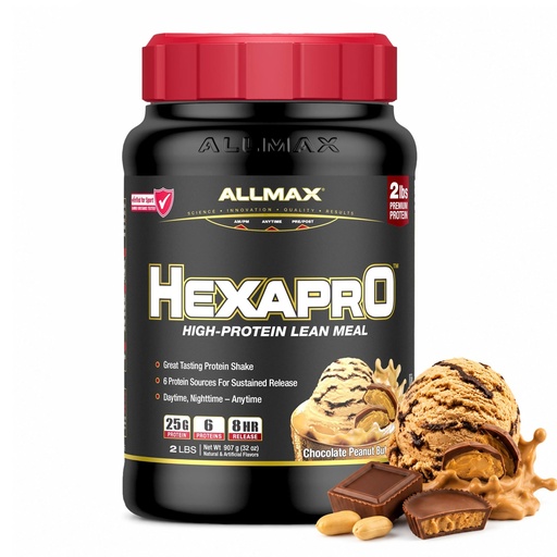 [BRSWGCQDCEHWO3I4] ALLMAX HEXAPRO Protein Powder, Chocolate Peanut Butter, 2 lb, 21 Servings