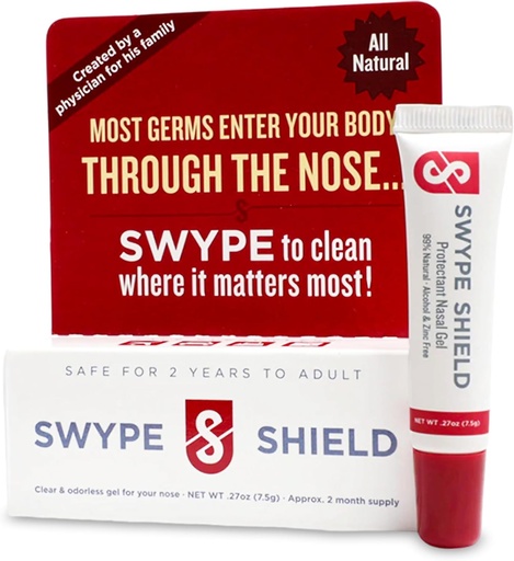 [BRSROCQEBMCGO33V] Swype Shield Airborne Particle and Allergen Blocker Nasal Gel - Drug-Free, for Pollen Allergy Sufferers, for Airplane Travel - (Unscented) Over 180 Applications Per Tube (0.27 oz, 7.5g Pack of 1)