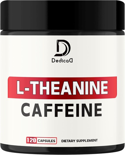 [BRSROGLYPJ6R4C3X] L-Theanine 200mg Capsules & Pure Caffeine Pills 200mg - Smart Smooth Energy Production, Alertness, Cognitive & Focus Clarity Supplement - 120 Capsules for 4 Months - Non-GMO & Gluten Free