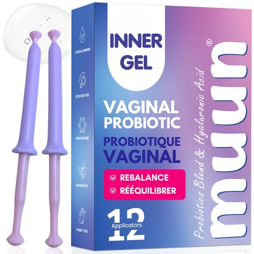 [BRSRAYA3PMHBECD7] Muun Women's Vaginal Probiotics Yeast Infection & BV Treatment Pack of 12 Vaginal Moisturizer for Dryness & Promote pH Balance Feminine Odor Elimination & Vaginal Health Hormone & Estrogen Free