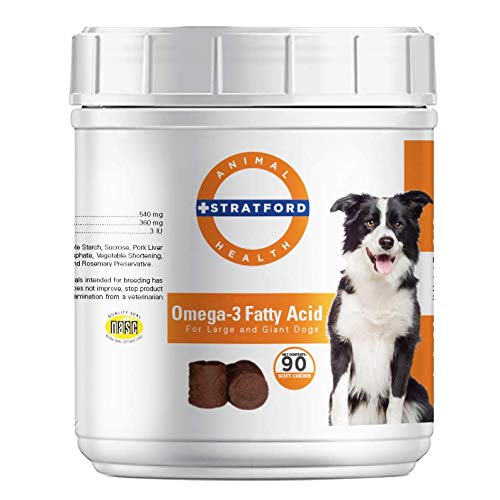[BRSWIZADAAOGCEQV] Pharmaceuticals EZ Chew Omega 3 Fatty Acid Soft Chew Max Strength - Dog Omega 3 Supplement - Soft Chew Treats with Fish Oil for Dogs - Large and Giant Dogs - 90 Soft Chews