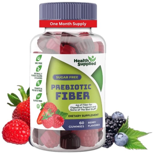 [BRSRMFAOOYFR4G3P] Mixed Berry Flavored Prebiotic Fiber Gummies - Supports Digestive System Through Gut Cleansing and Constipation Relief - Assists with Weight Loss Plan - Great Tasting and Easy to Swallow