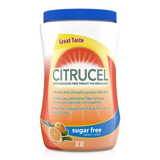 [BRSWKYQ2BJ6QAGTE] CITRUCEL Sugar Free Fiber Powder for Occasional Constipation Relief, Methylcellulose Fiber Powder, Orange Flavor - 32 Ounces