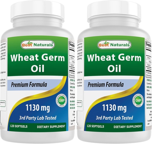 [BRSWGZAKCIPQIC3X] Najlepsze Naturals Wheat Germ Oil 1130 mg 120 Softgels (Opakowanie 2)