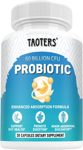 [BRSRAFIYPICAMCQU] Probiotics for Digestive Health, 60 Billion CFU - 10 Strains | Prebiotics and Probiotics - Immune & Gut Health for Women & Men | Supports pH Balance, Diarrhea, Gas & Bloating | 30 Capsules