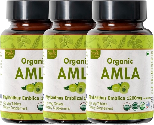 [BRSRAAQOPIIGYCDH] Amla 120 Tabletas – USDA Organic Indian Gooseberry – Rich in Vitamin C &amp; Supports Immune Health* - Pack of 3