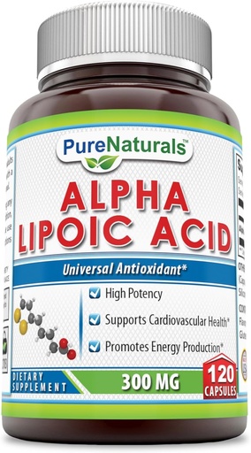 [BRSWGZL3DIHRYHQZ] Pure Naturals Alpha Lipoic Acid 300 Mg Cápsulas, 120Conde *Suporta Saúde Cardiovascular e Produção de Energia*