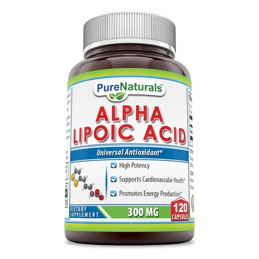[BRSWGZL3DIHRYHQZ] Pure Naturals Alpha Lipoic Acid 300 Mg Capsules, 120Count *Supports Cardiovascular Health & Energy Production*