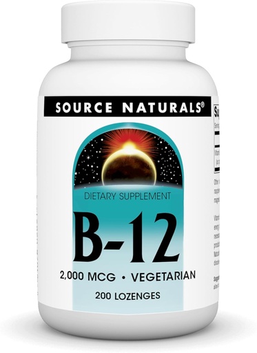 [BRSWK2YACQNRMDTG] 资料来源:Naturals Vitamin B-12,支持能源生产,2000 mcg - 200 Vegetarian Lozenges。