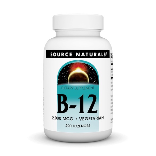 [BRSWK2YACQNRMDTG] Source Naturals Vitamin B-12, Supports Energy Production, 2000 mcg - 200 Vegetarian Lozenges