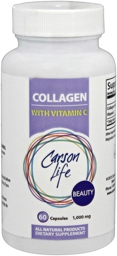[BRSWKZLRB5YBU2L4] Carson Life Collagen Capsule con Vitamina C - 60 Capsule - Integratore alimentare per Anti Aging, Supporto Immune, Capelli Sani, Pelle e Unghie - Made in The USA (60 Capsule)